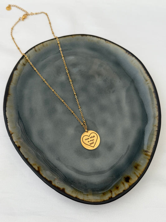‘VOOR ALTIJD IN MIJN HART’ ketting - goud/zilver