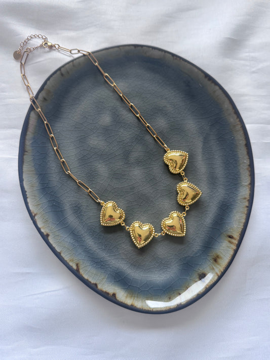 ‘HEART CHARMS’ ketting - goud/zilver
