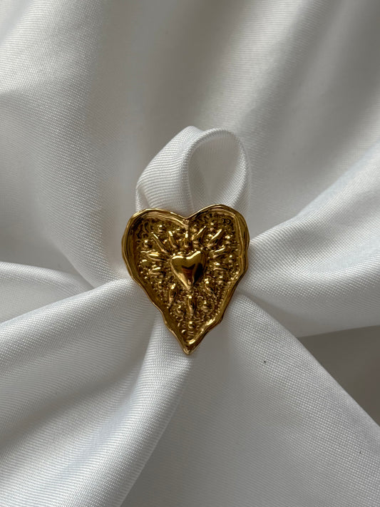 ‘FUNKY HEART’ ring - goud/zilver