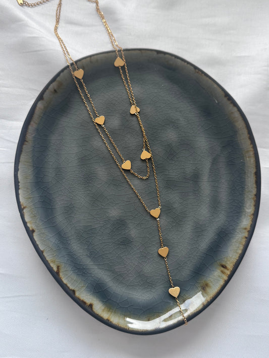 ‘DOUBLE HEARTS’ ketting - goud