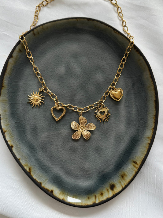 ‘FLOWER’ ketting - goud/zilver
