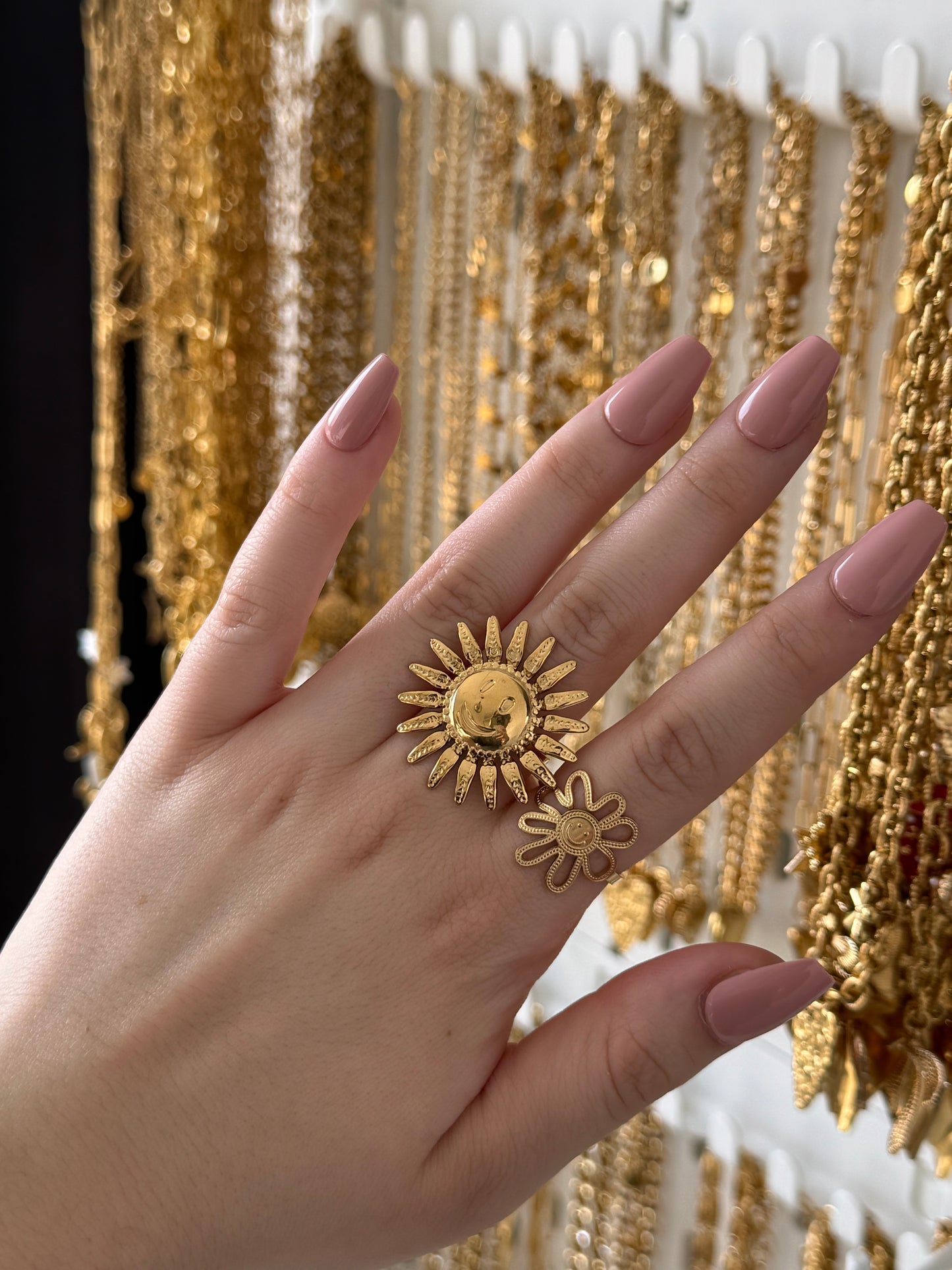 ‘HIPPIE’ ring - goud/zilver