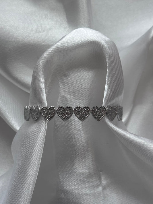 ‘SPARKLE HEARTS’ bangle - zilver