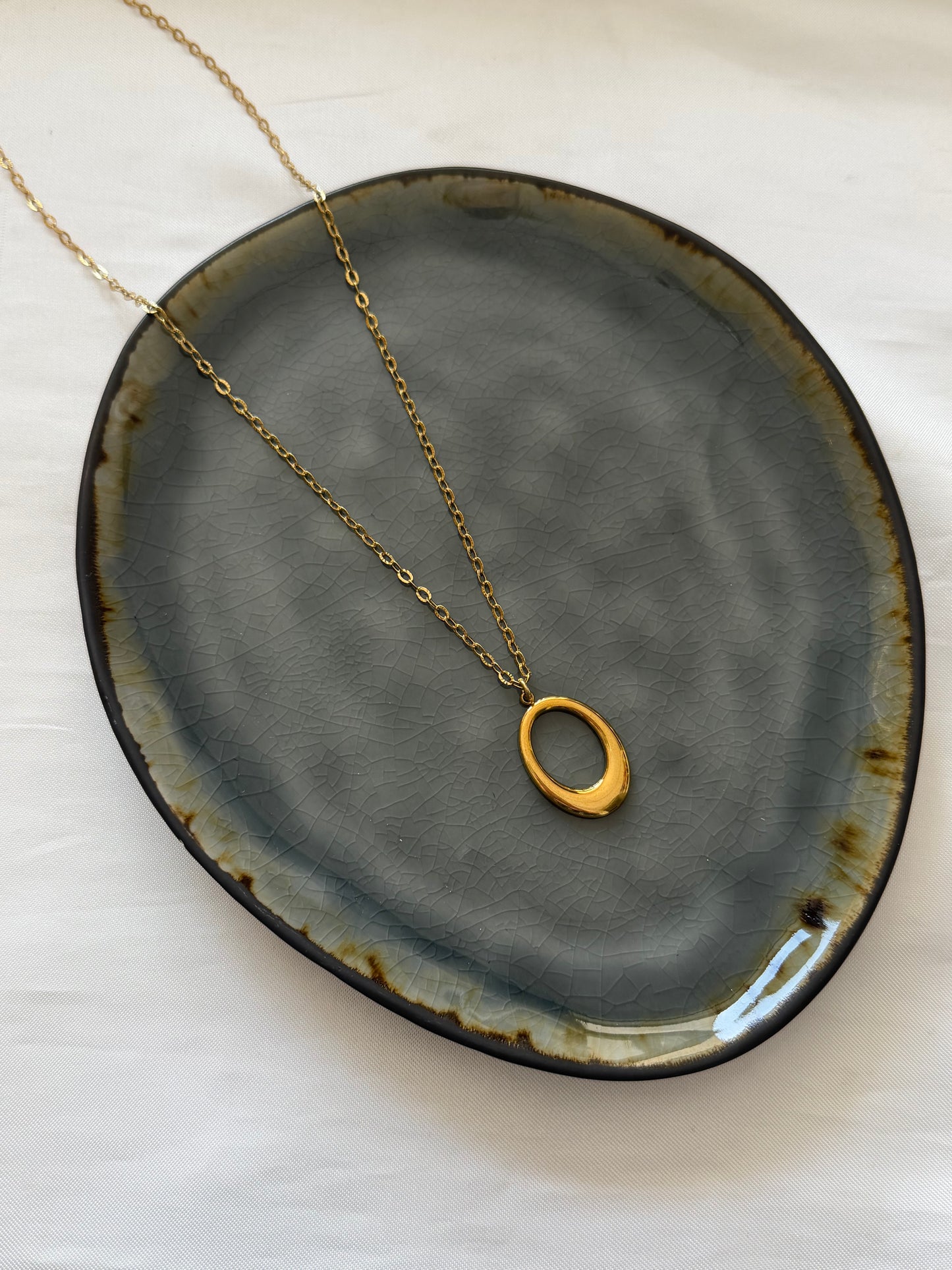 ‘SMALL OVAL’ ketting - goud/zilver