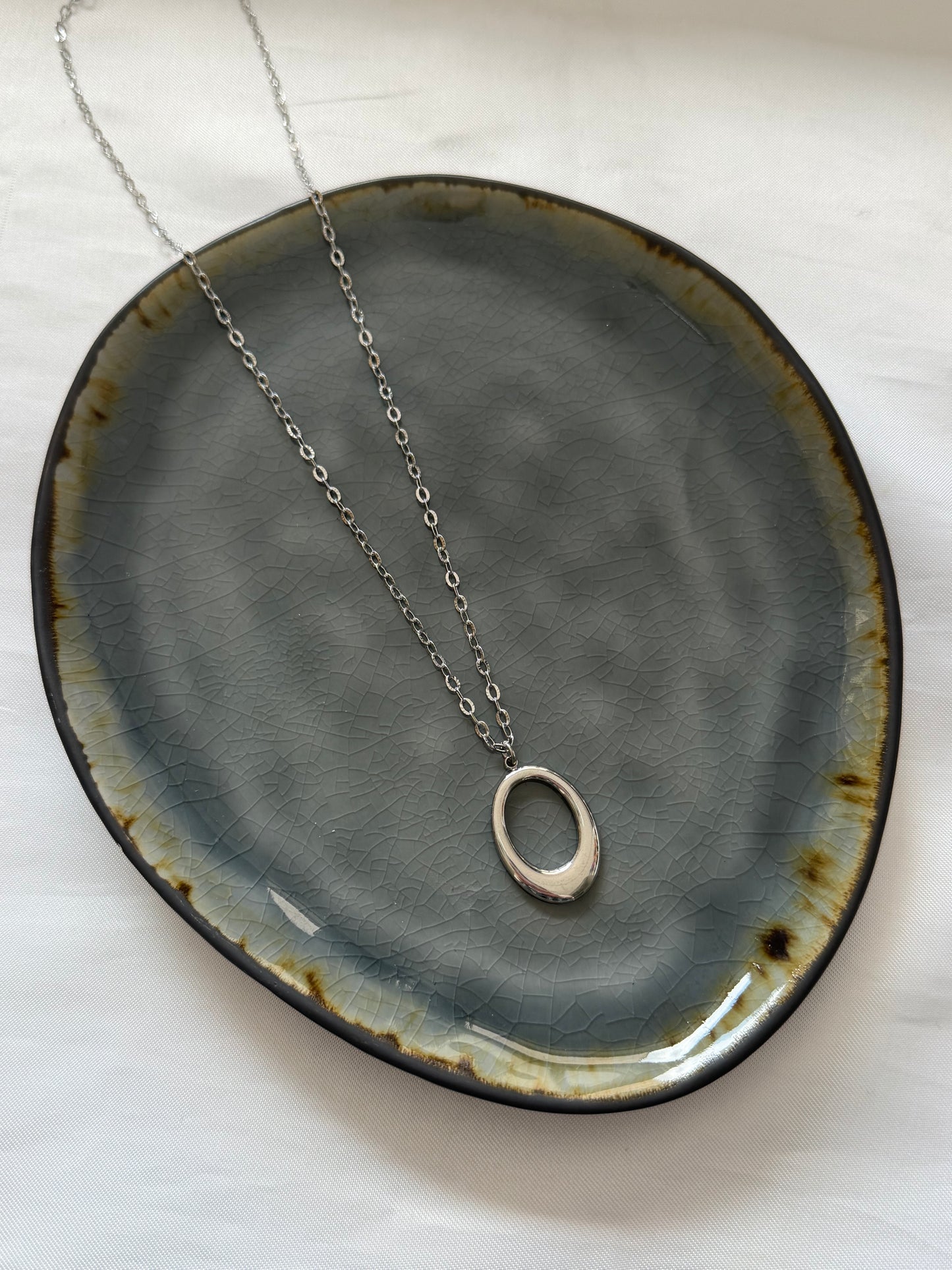 ‘SMALL OVAL’ ketting - goud/zilver