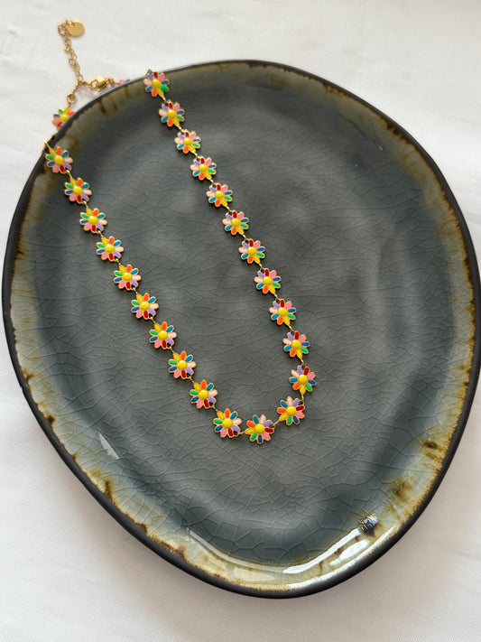 ‘HAPPY FLOWER’ ketting - goud/zilver