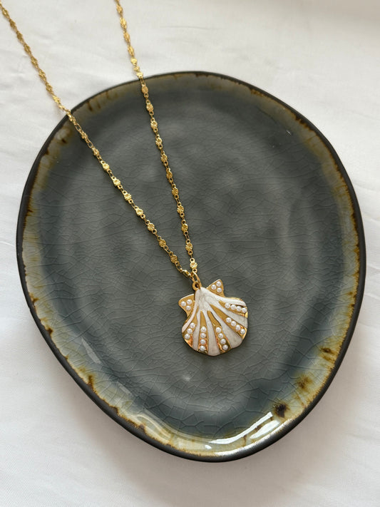 ‘WHITE SHELL’ ketting - goud