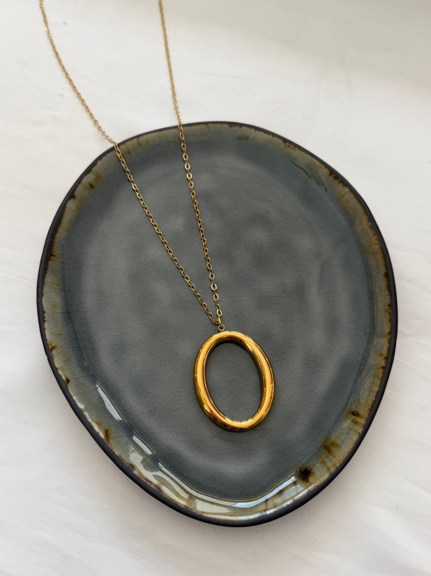 ‘OVAL’ ketting - goud/zilver