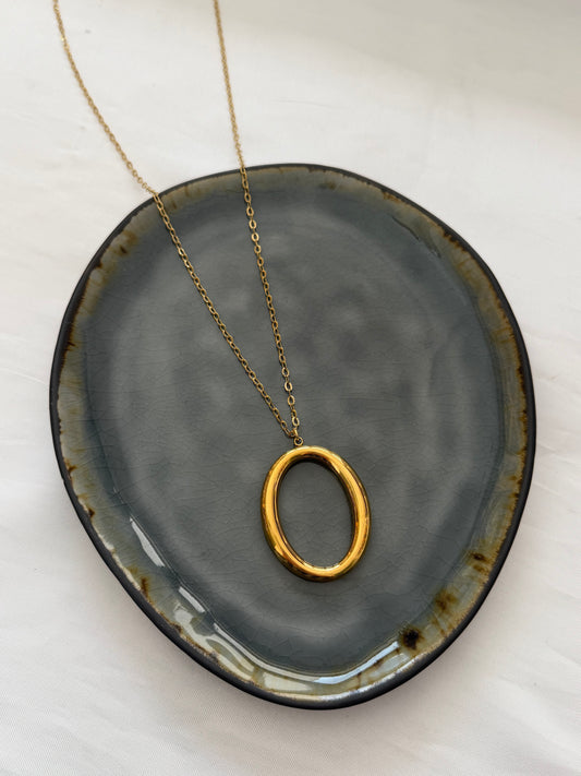 ‘OVAL’ ketting - goud/zilver