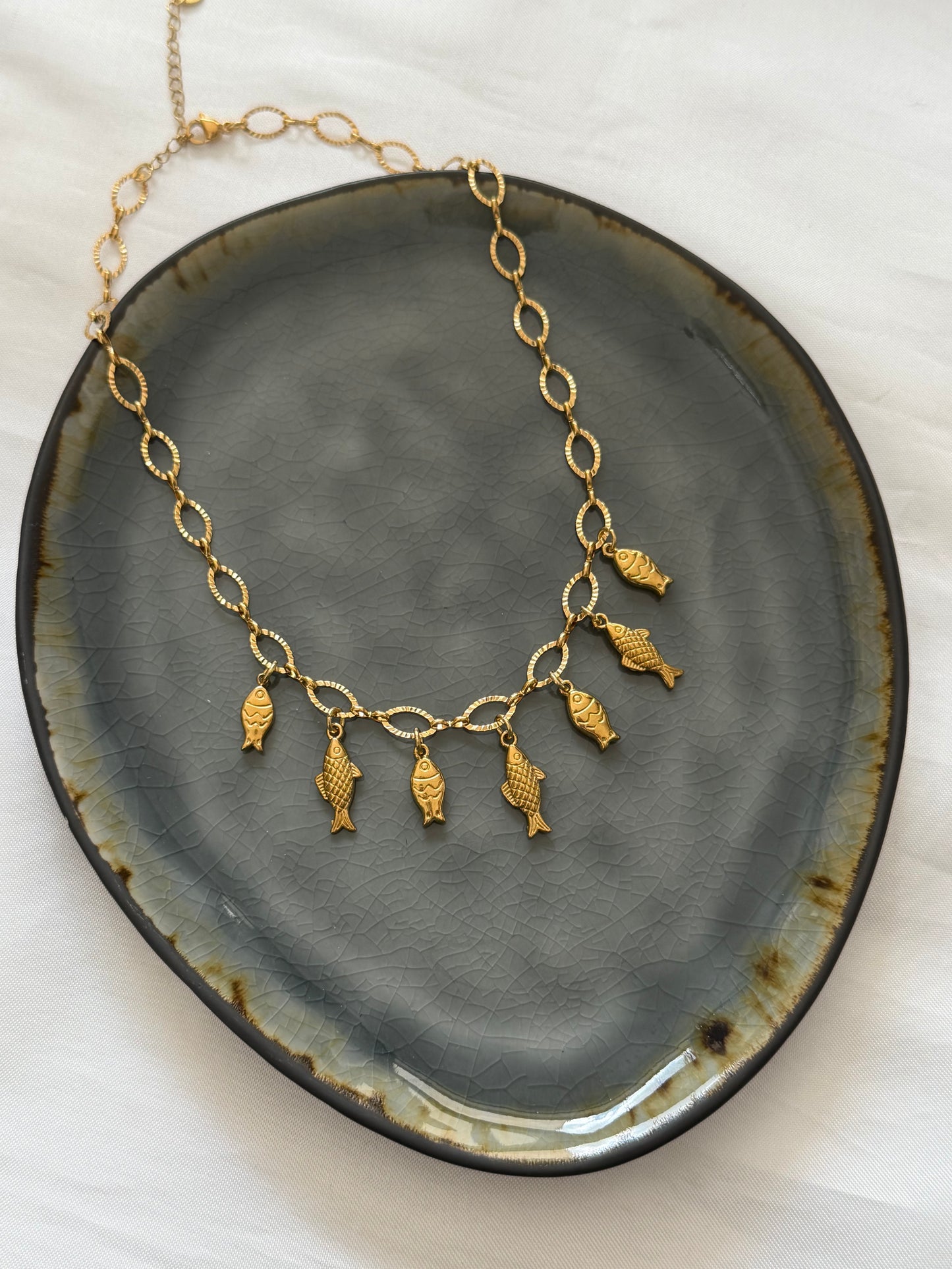 ‘FISH CHARMS’ ketting - goud/zilver