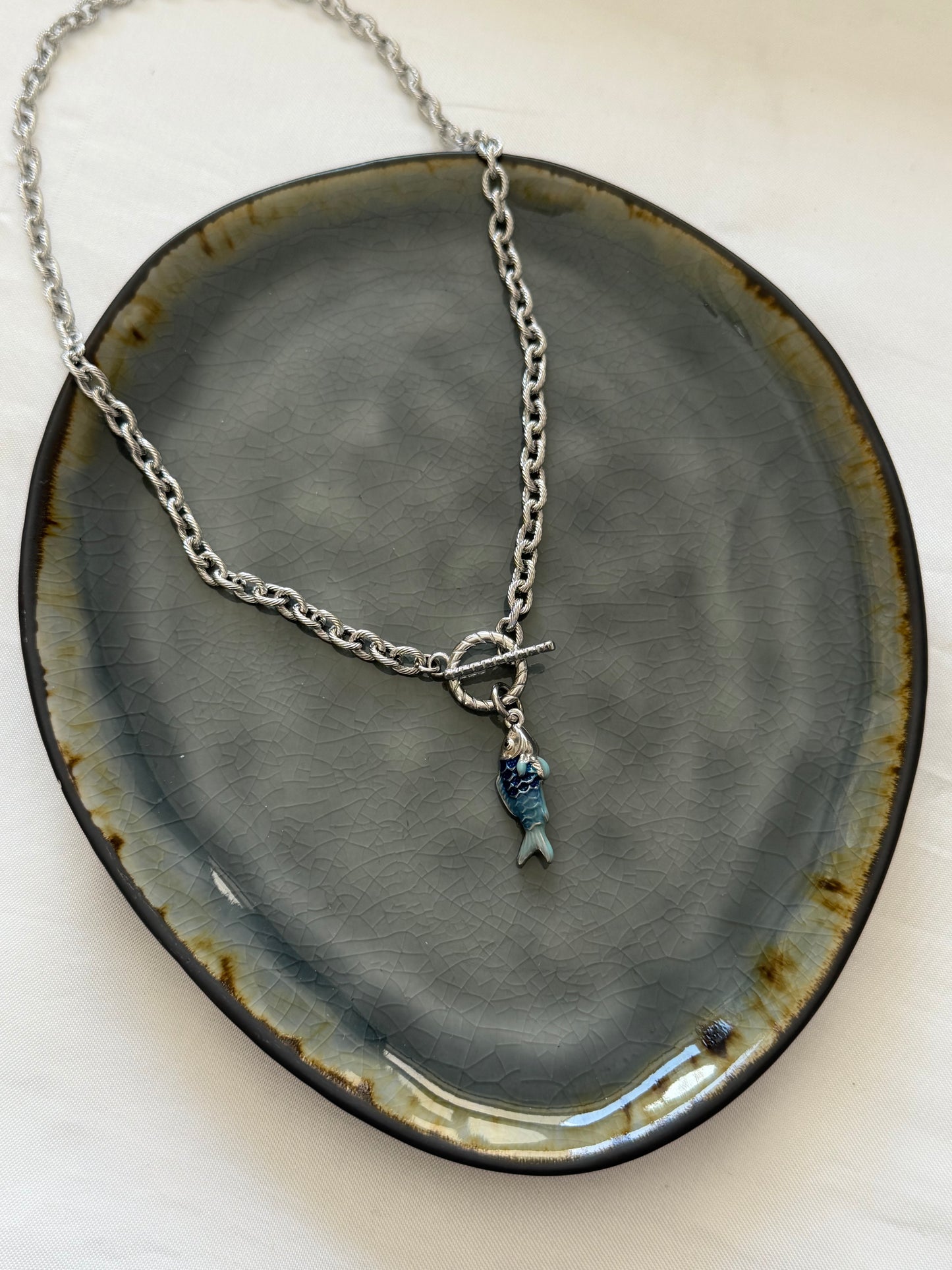 ‘BLUE FISH’ ketting - zilver