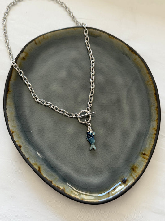 ‘BLUE FISH’ ketting - zilver