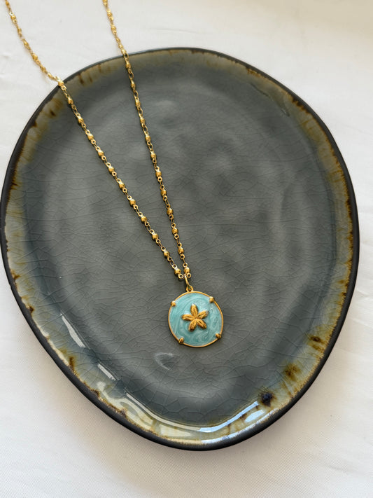 ‘BLUE FLOWER’ ketting - goud