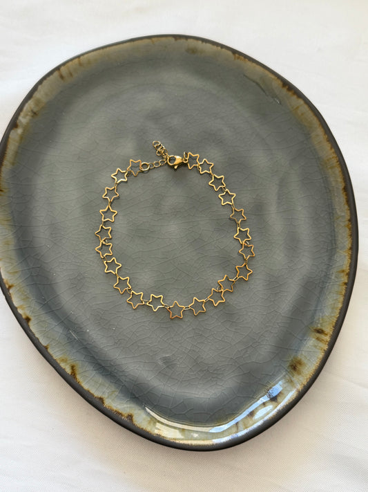‘FUNKY STARS’ enkelbandje - goud/zilver