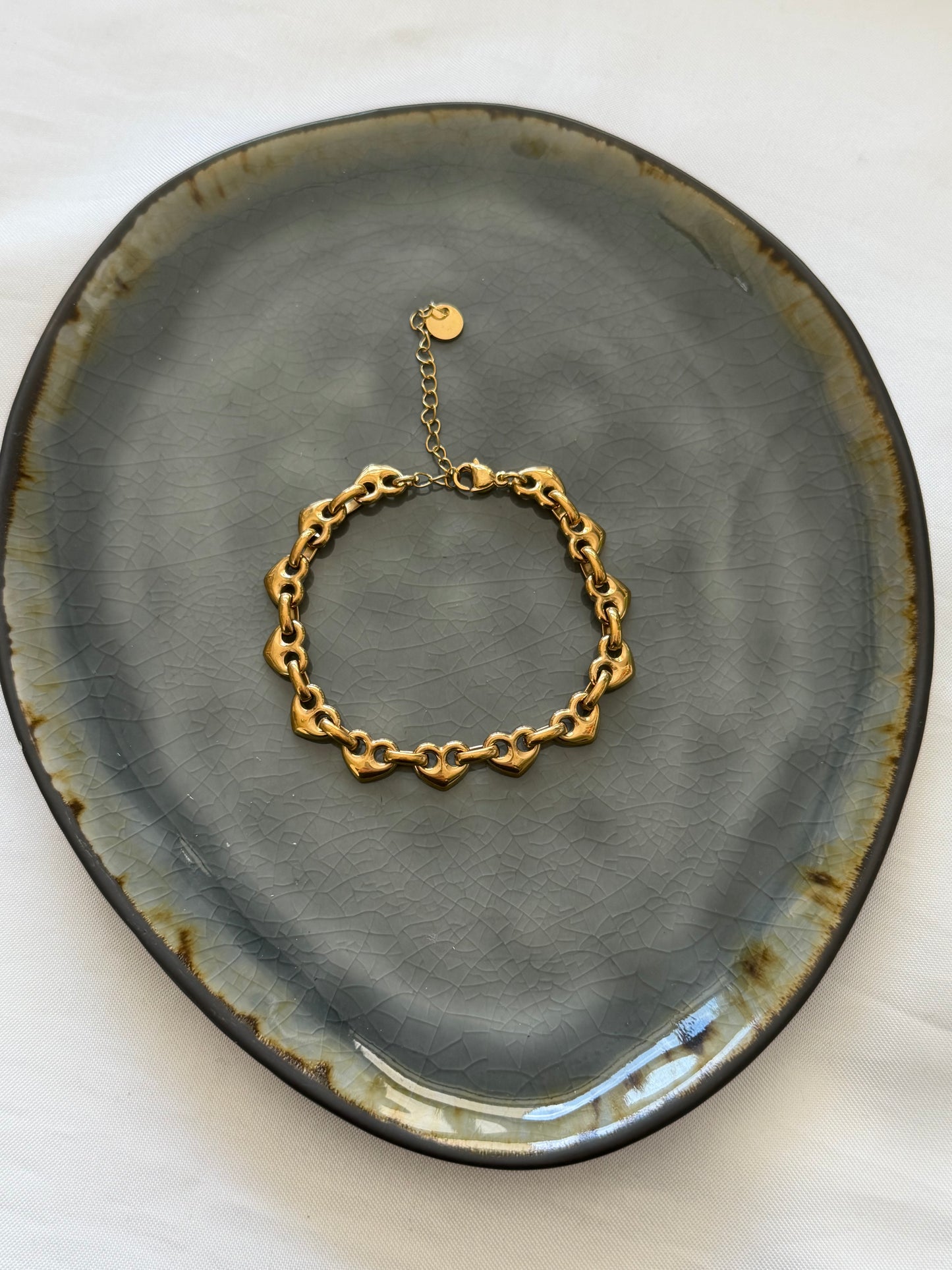 ‘CHUNKY HEARTS’ armband - goud/zilver