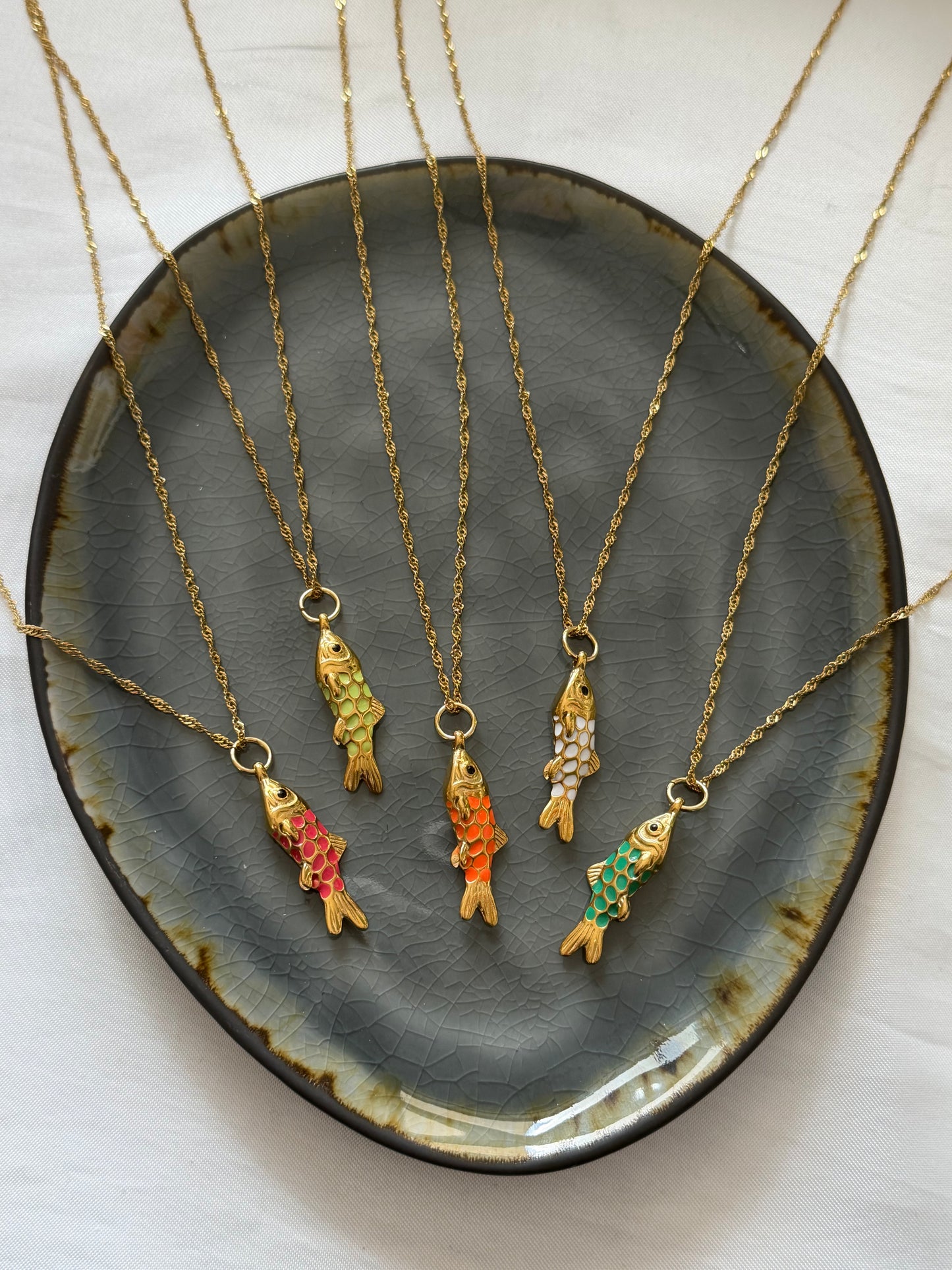 ‘HAPPY FISH’ lange ketting 2.0 - goud