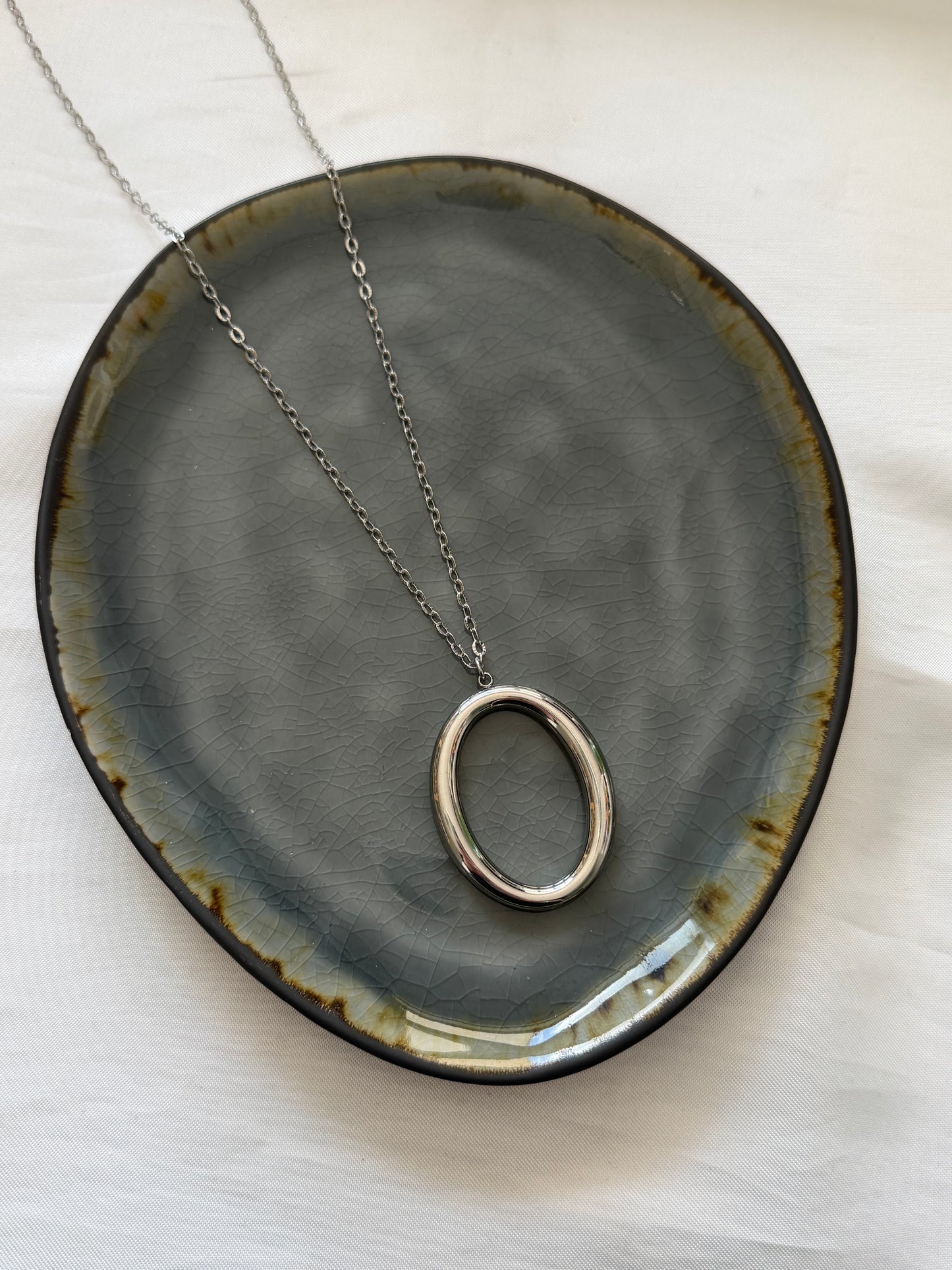 ‘OVAL’ ketting - goud/zilver