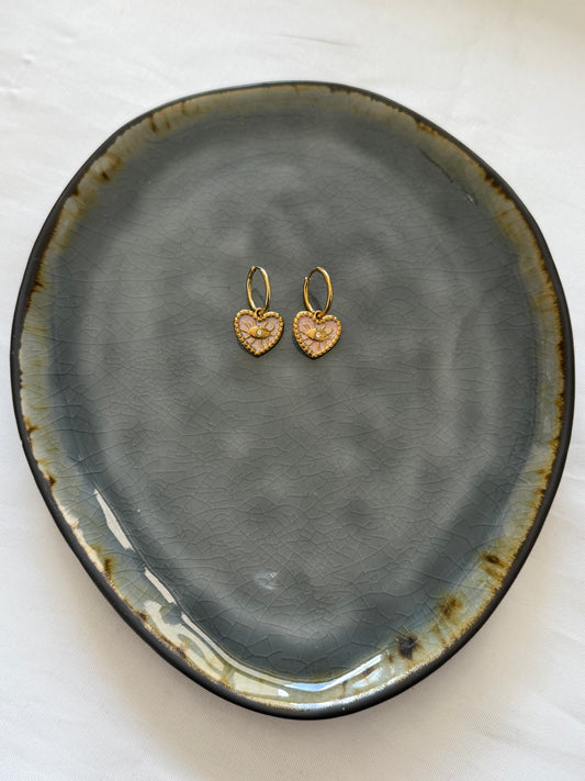 ‘PINK HEART’ oorbellen - goud
