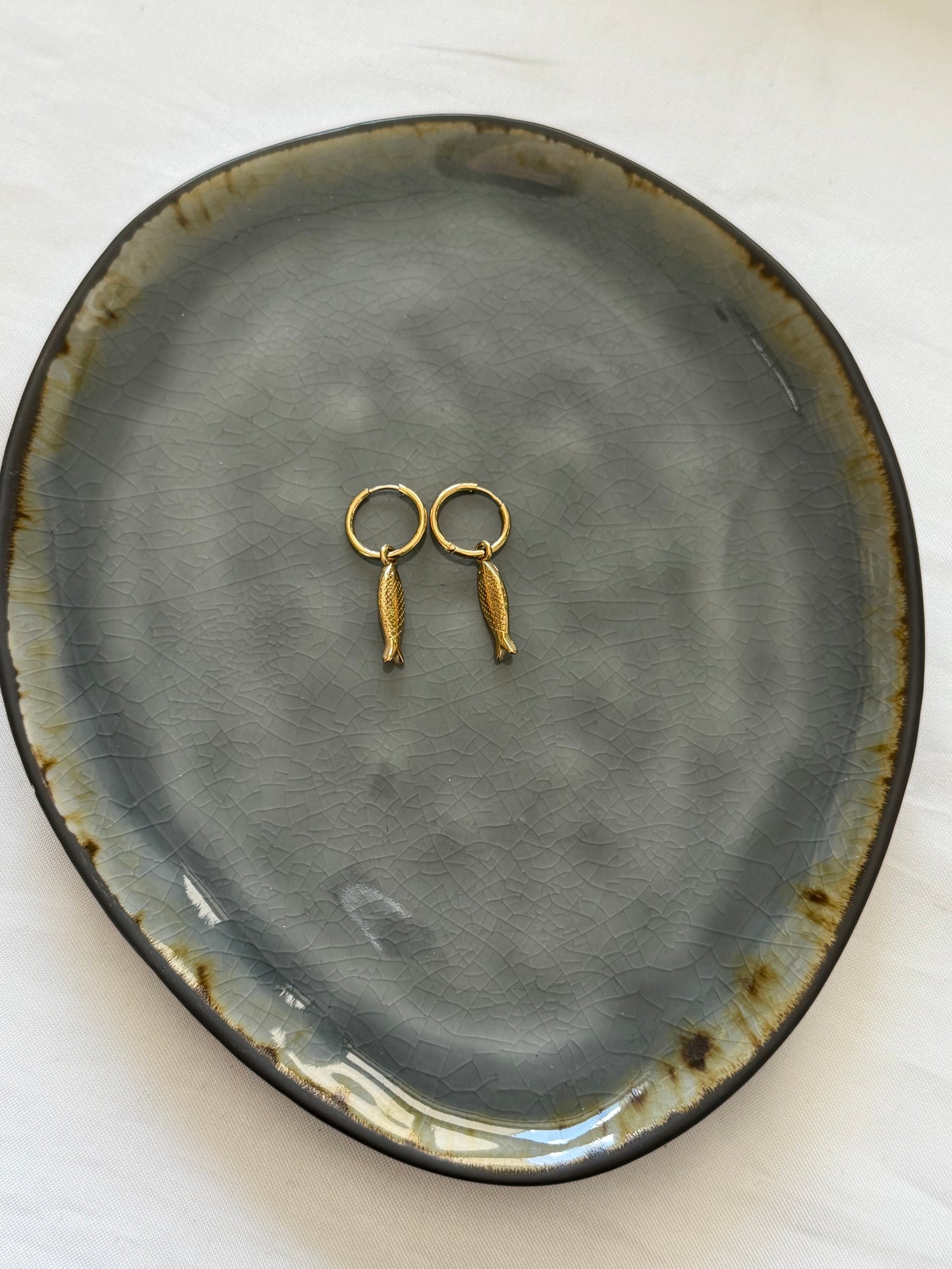 ‘FISH’ oorbellen - goud/zilver