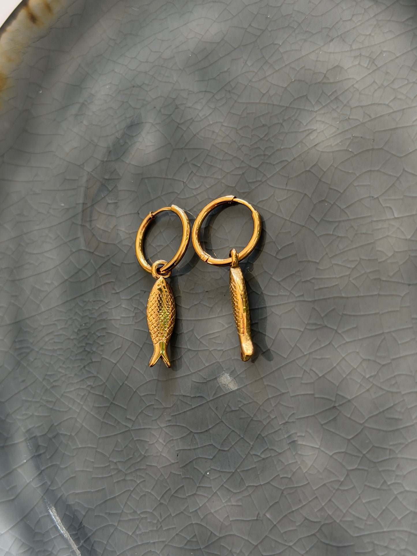 ‘FISH’ oorbellen - goud/zilver