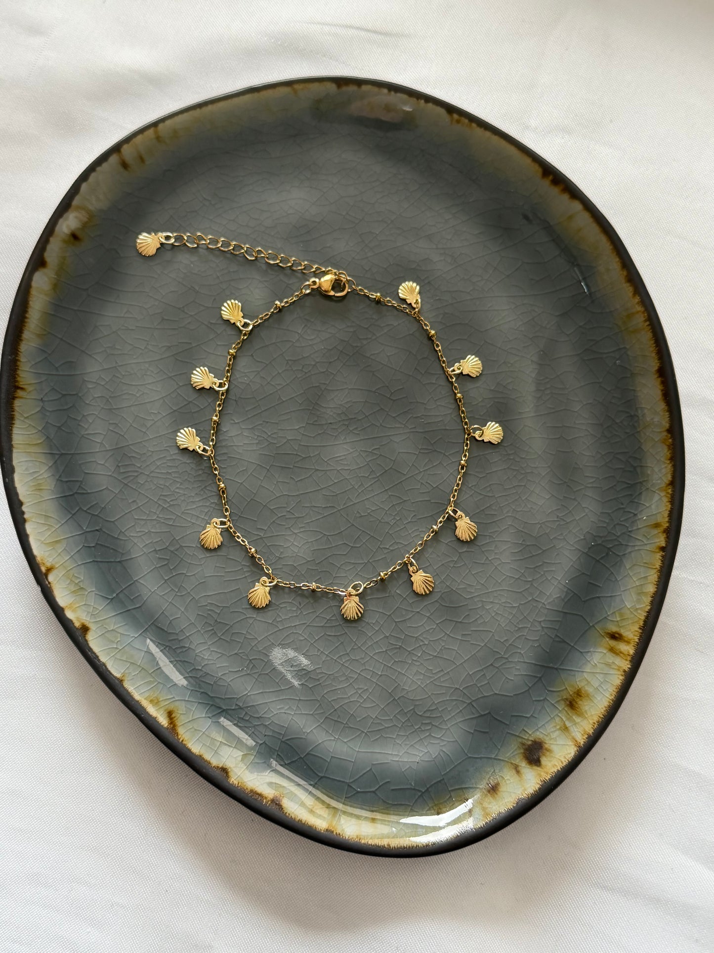 ‘BEACH’ enkelbandje - goud/zilver