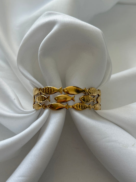 ‘SWIMMING FISH’ bangle - goud/zilver
