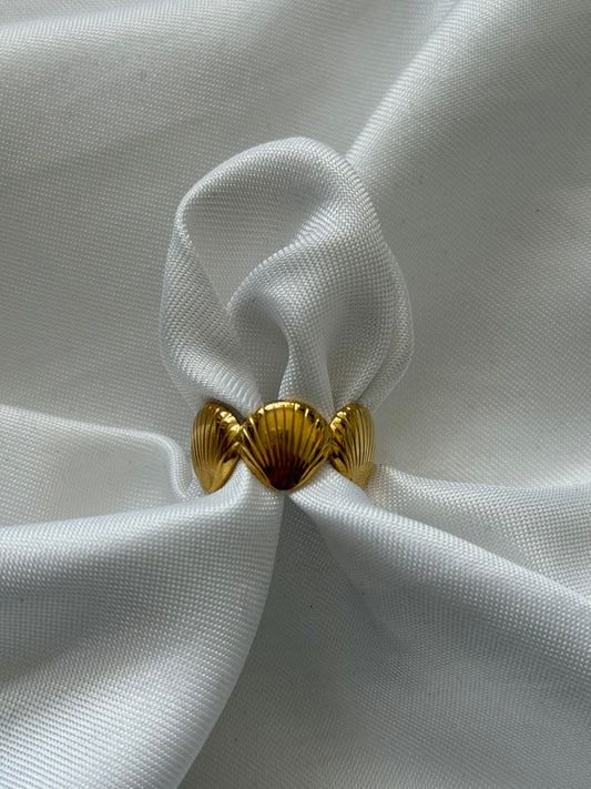 ‘BIG SHELL’ ring - goud/zilver