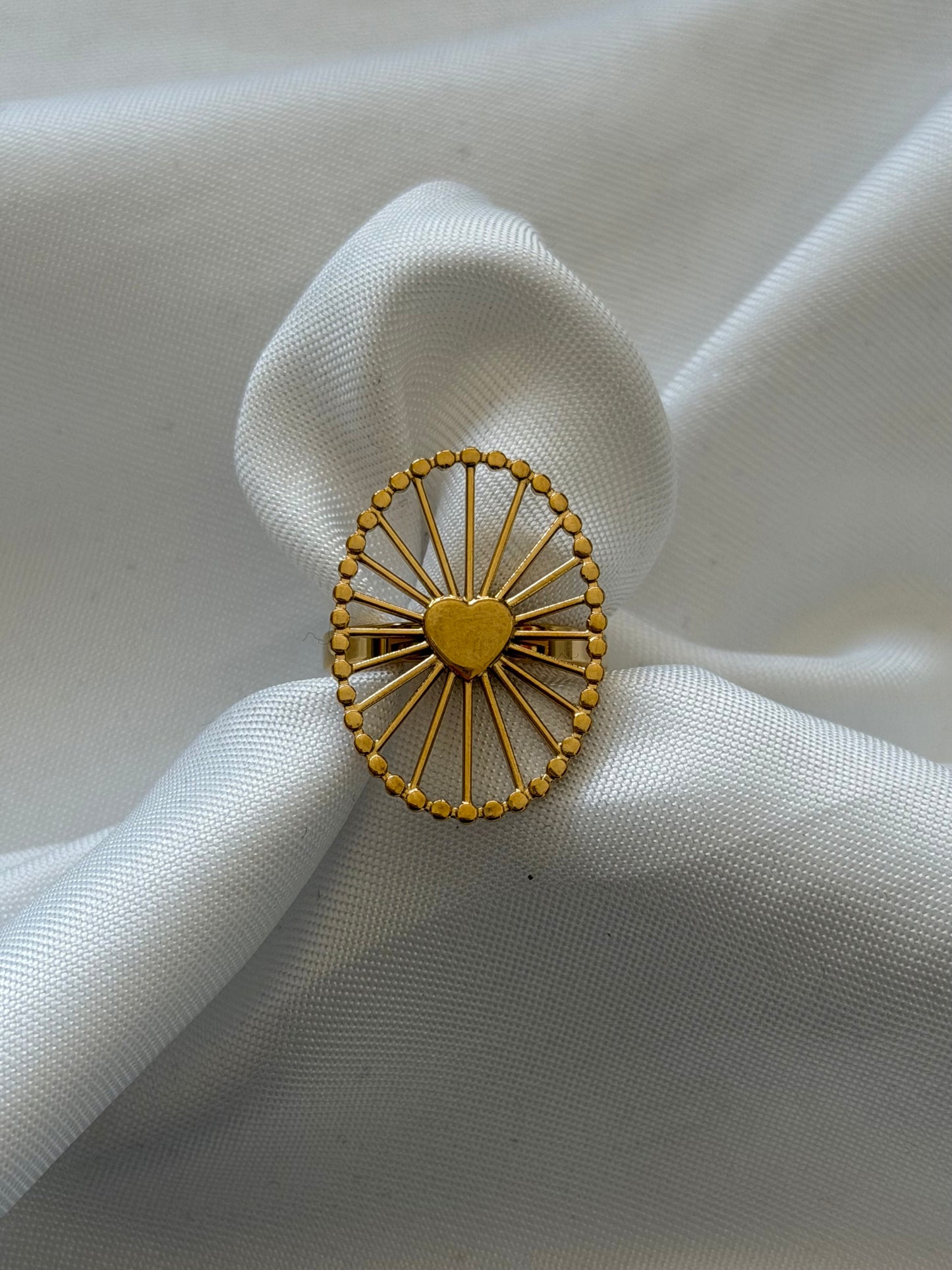 ‘HEARTS’ ring - goud/zilver