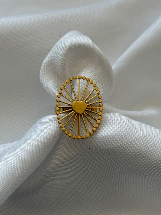 ‘HEARTS’ ring - goud/zilver