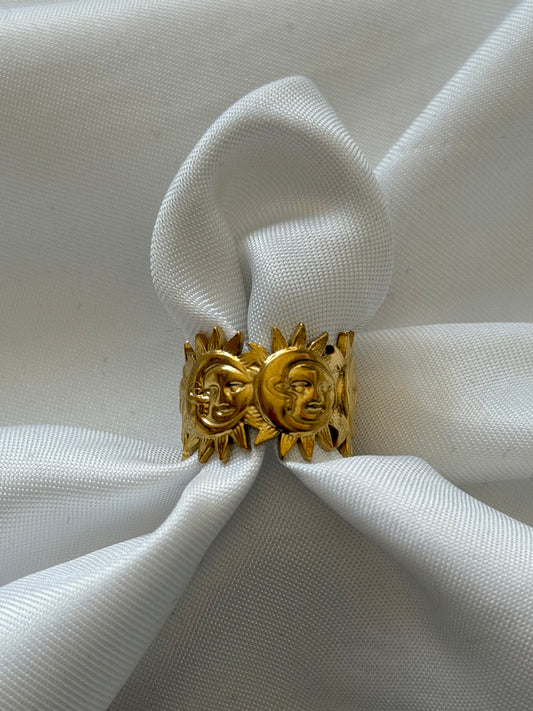 ‘SUN&MOON’ ring - goud/zilver