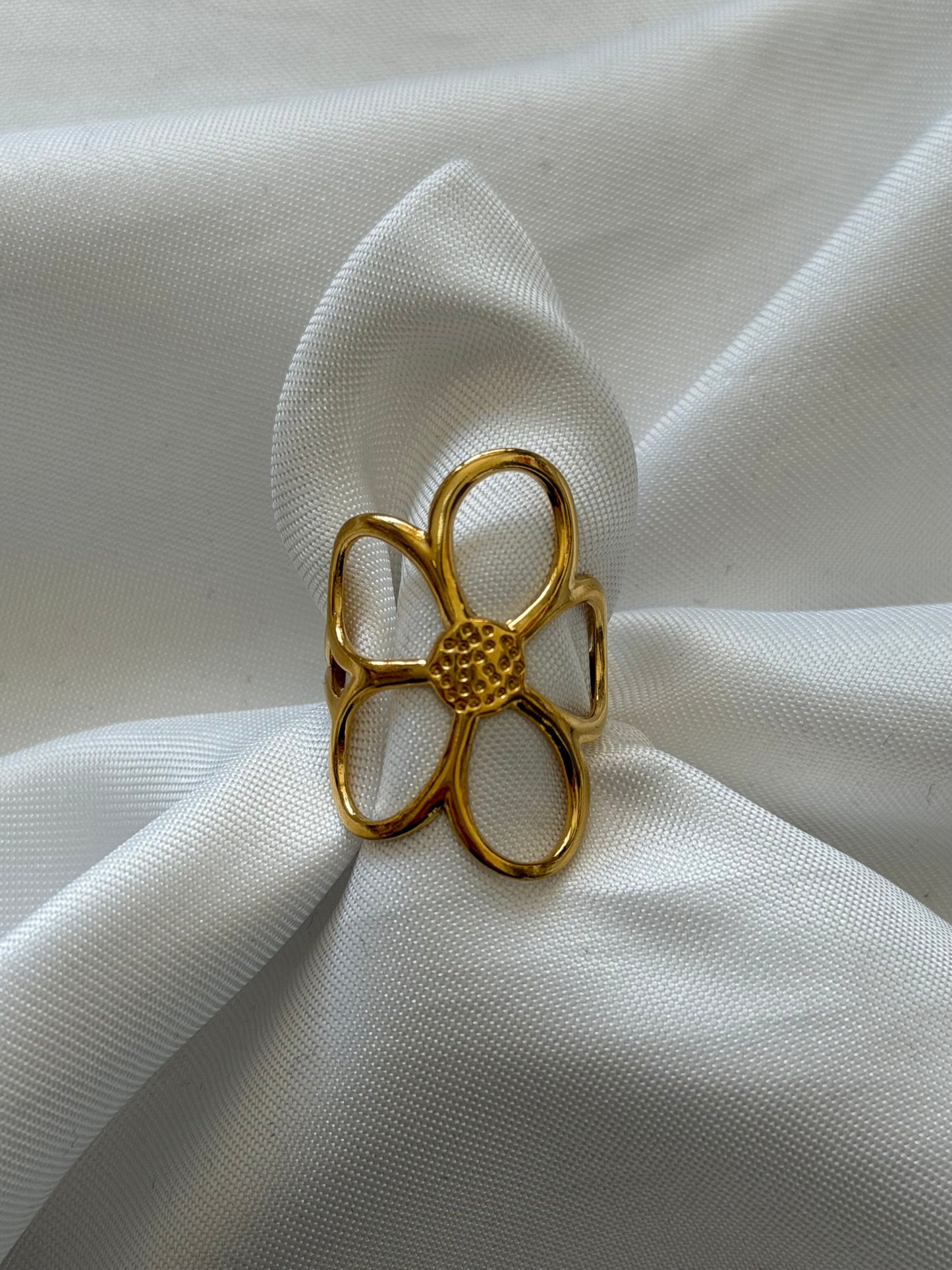 ‘TROPICAL FLOWER’ ring - goud/zilver