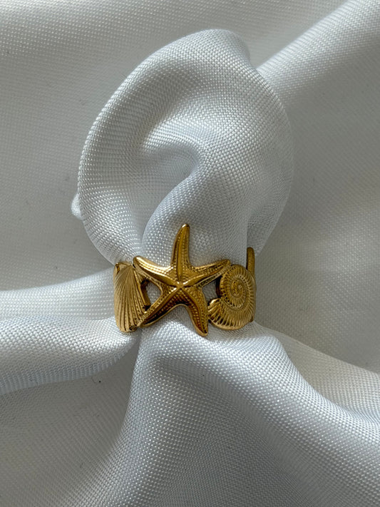 ‘SEA YA LATER’ ring - goud/zilver