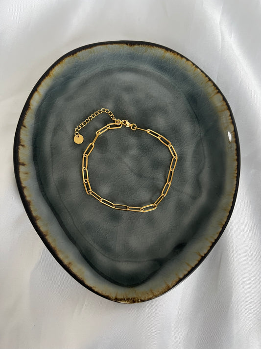 Basic schakel enkelbandje - goud/zilver
