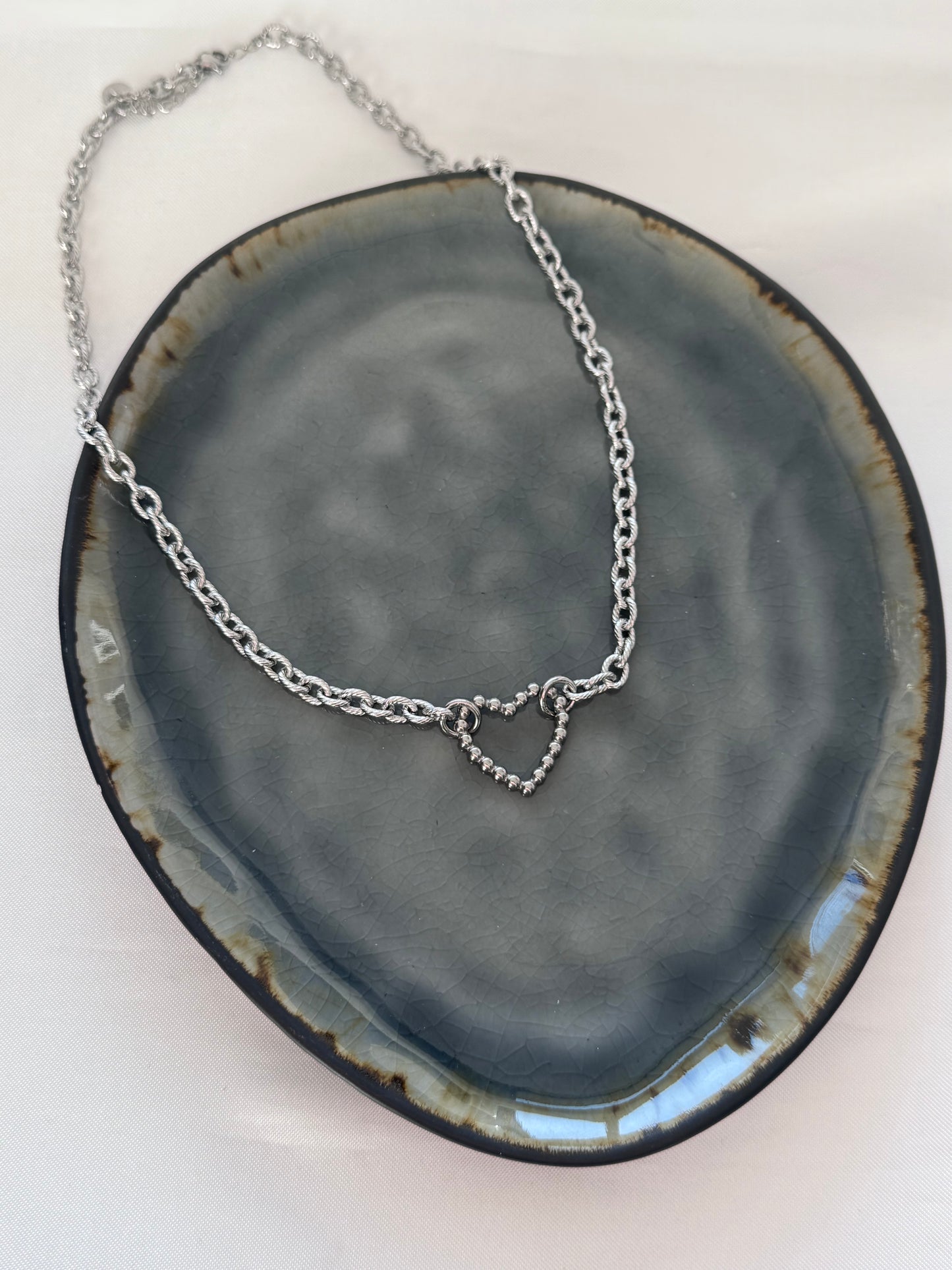 ‘FUNKY HEART’ ketting - zilver