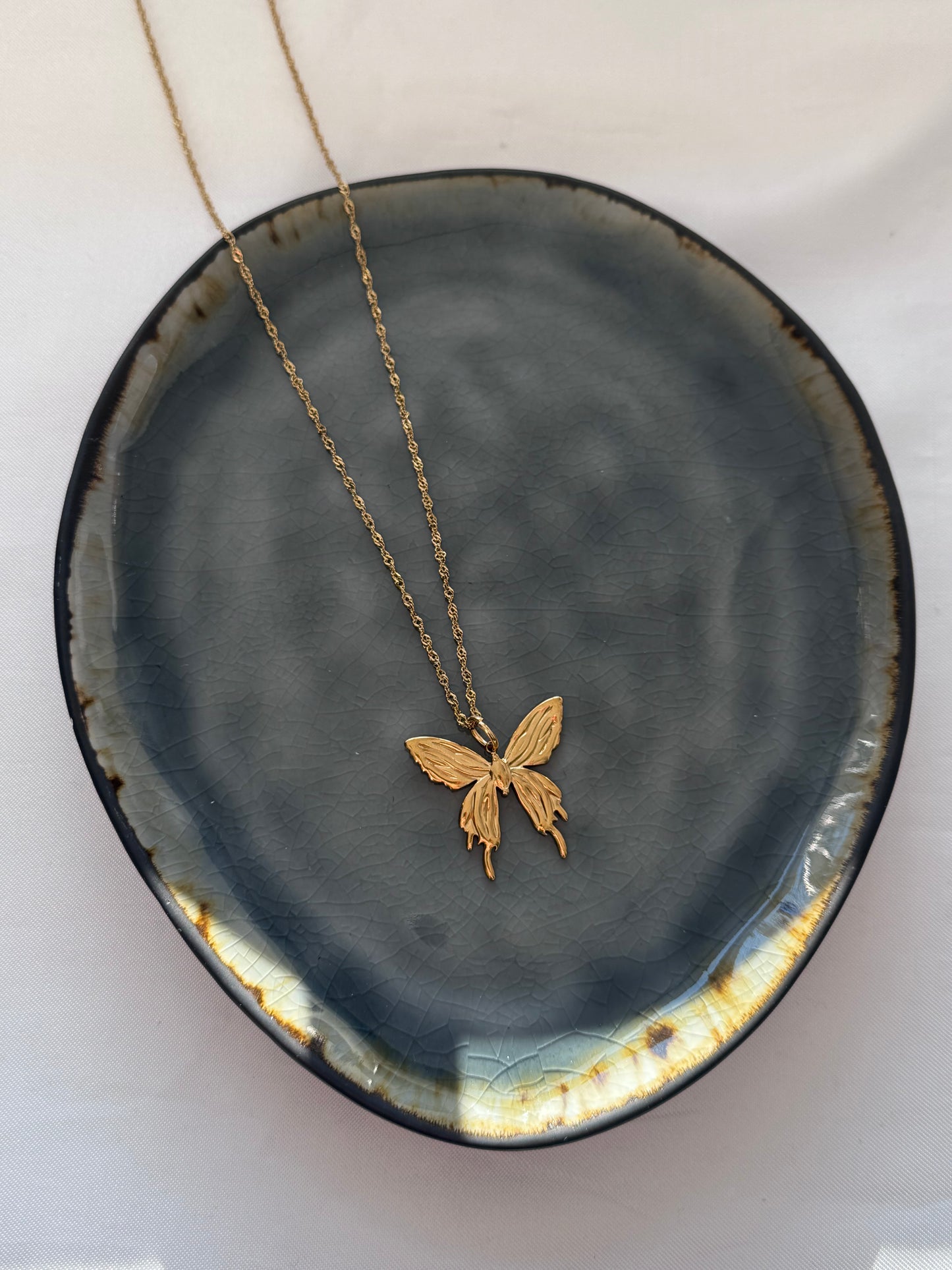 ‘BUTTERFLY’ lange ketting - goud/zilver