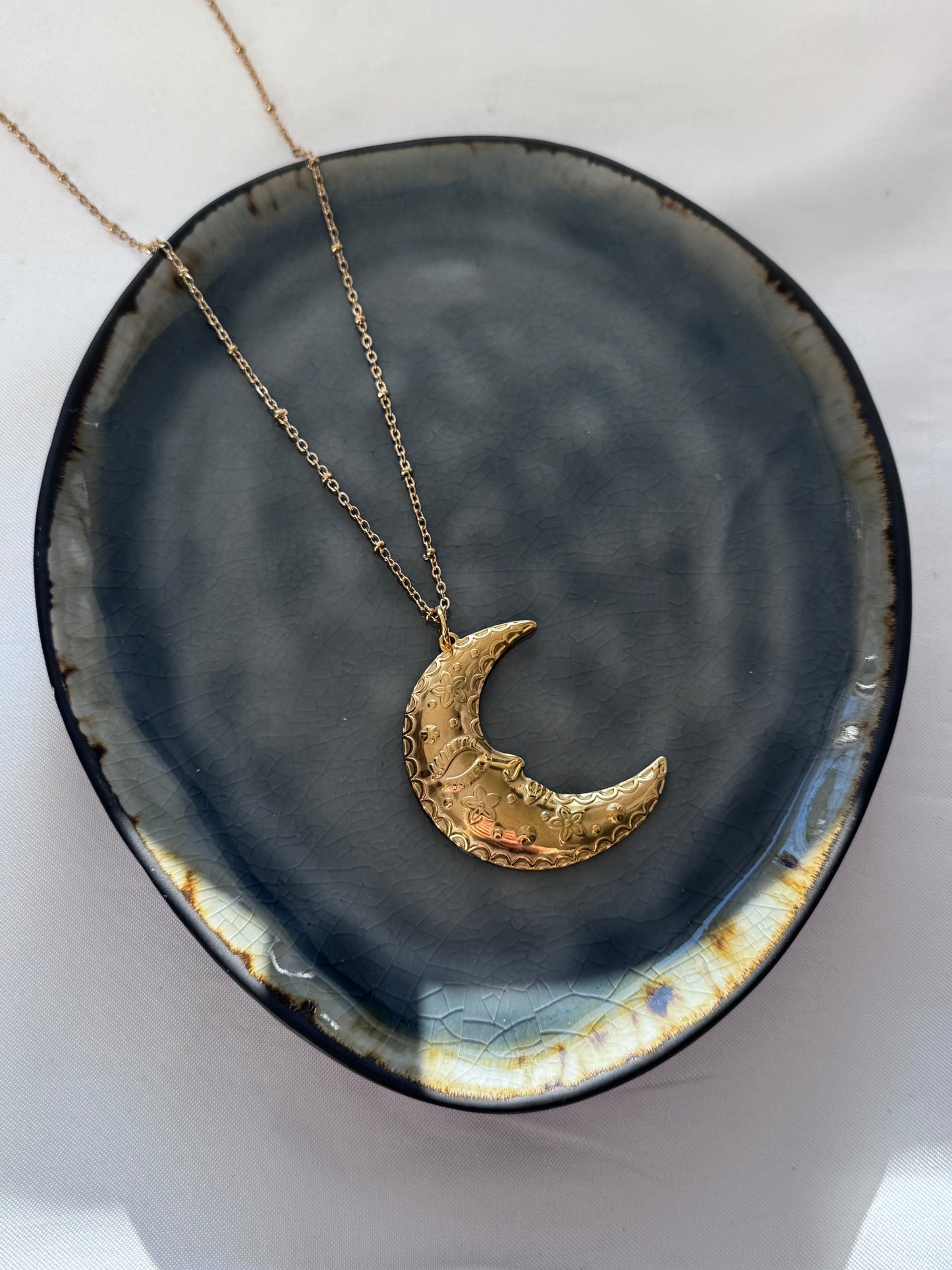 ‘MOON’ lange ketting - goud