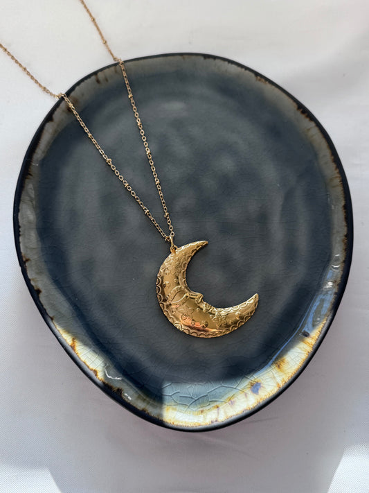 ‘MOON’ lange ketting - goud
