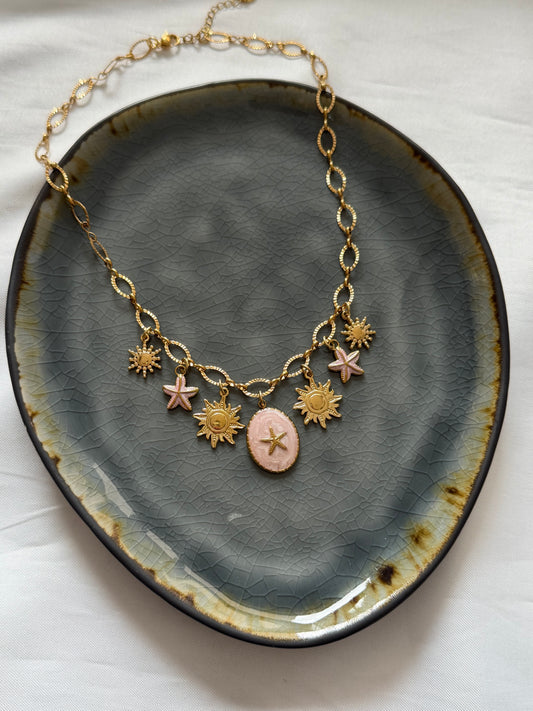 ‘LUCY PINK’ ketting - goud
