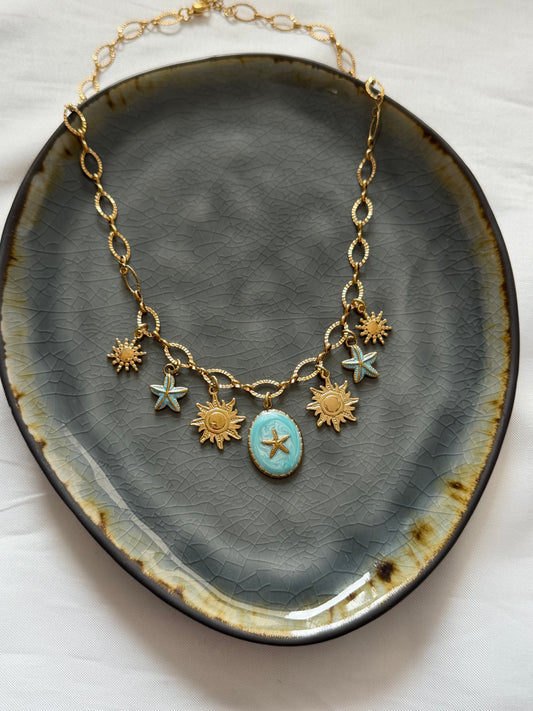 ‘LUCY BLUE’ ketting - goud