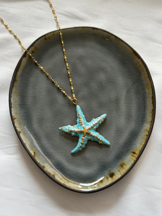 ‘BLUE STARFISH’ ketting - goud