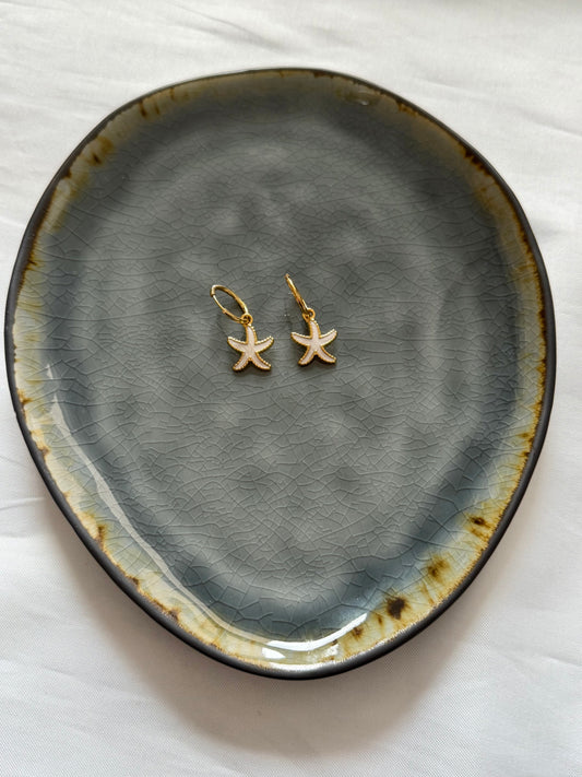‘WHITE STARFISH’ oorbellen - goud