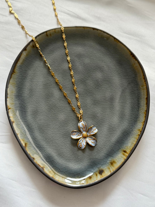 ‘BLUE FLOWER’ ketting - goud/zilver