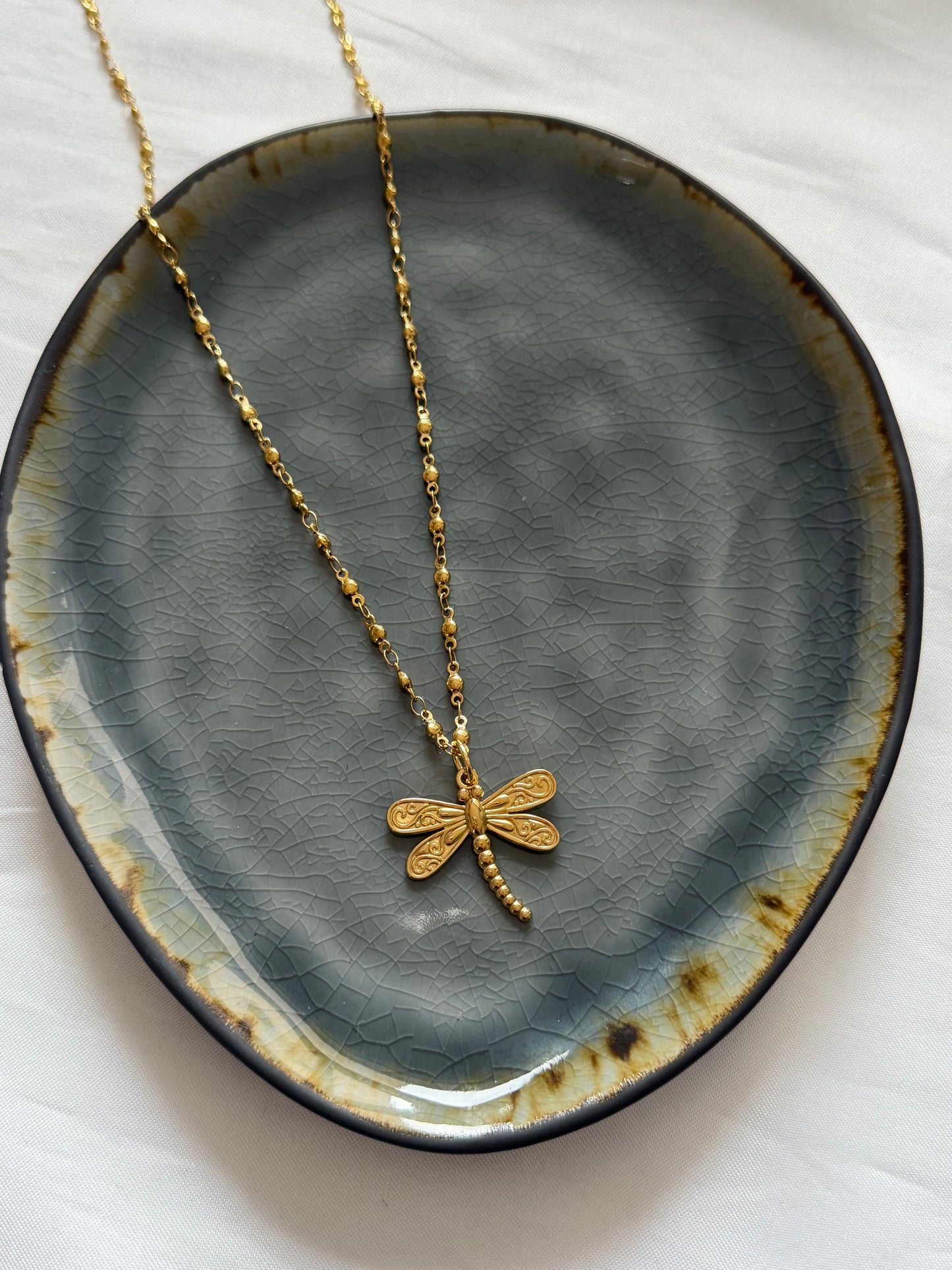 ‘DETAIL DRAGONFLY’ ketting - goud/zilver