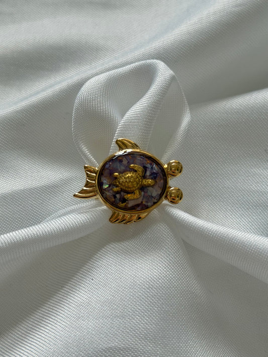 ‘PURPLE FISH’ ring - goud