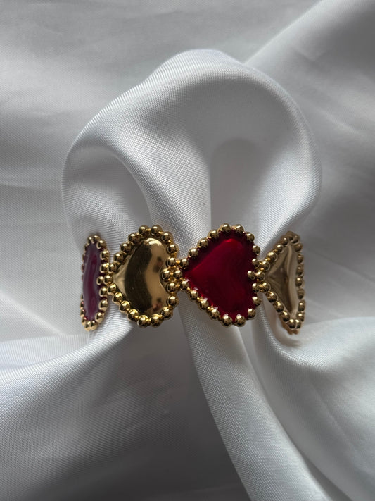 ‘RED HEARTS’ bangle - goud