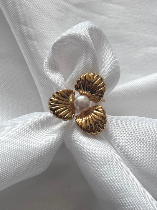 ‘SHINY FLOWER’ ring - goud/zilver