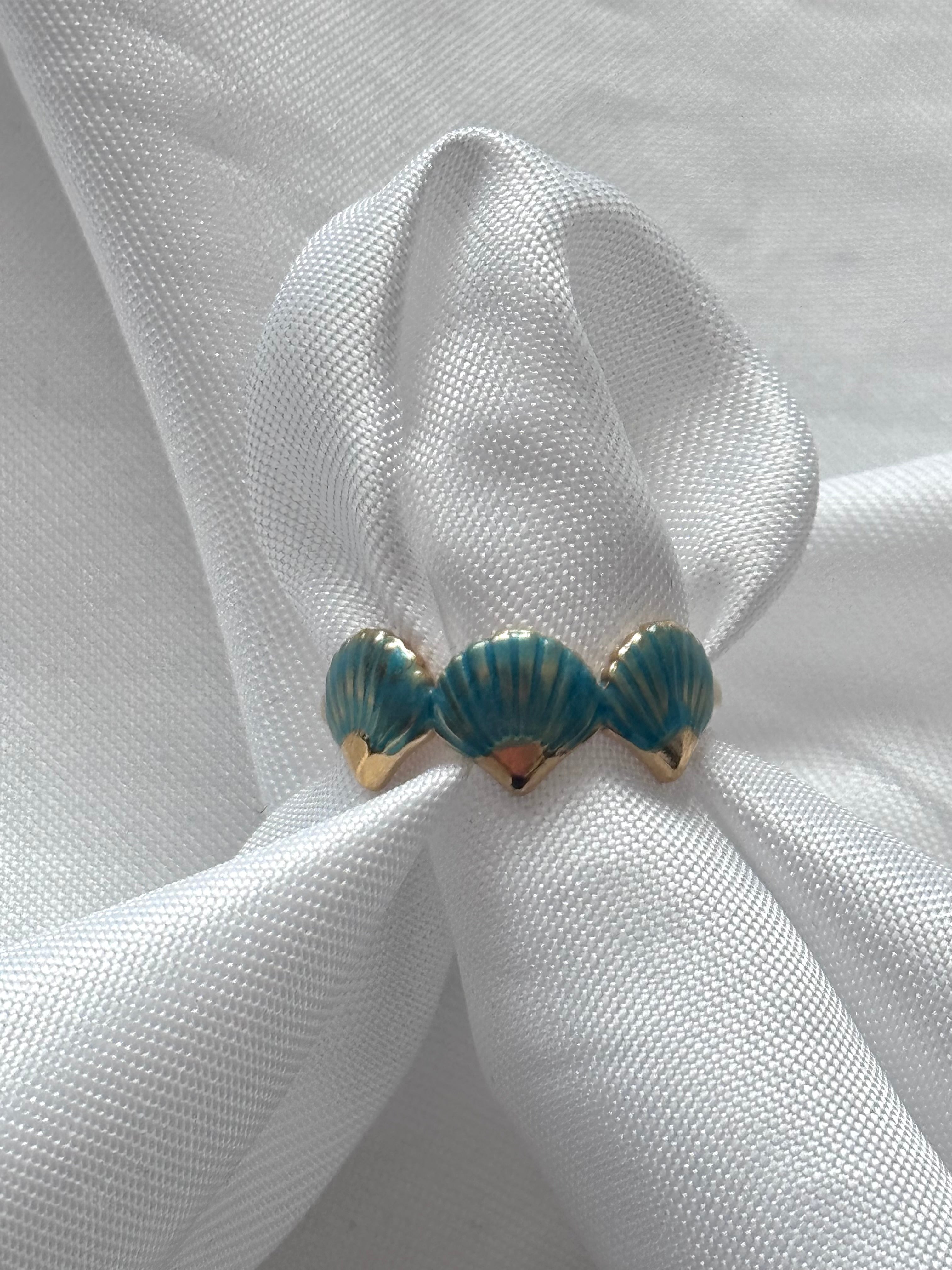 Tabu Shell Ring ‘BLUE SHELLS’ ring - goud – Laukisieraden