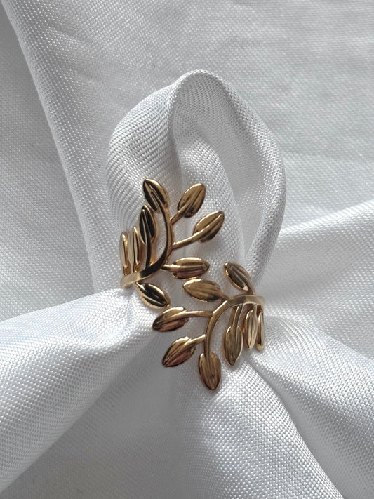‘LEAVES’ ring - goud/zilver
