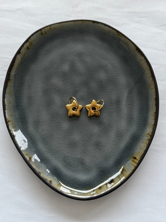 ‘CHUNKY STARS’ oorbellen - goud/zilver
