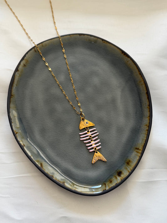 ‘PINK FISH’ ketting - goud